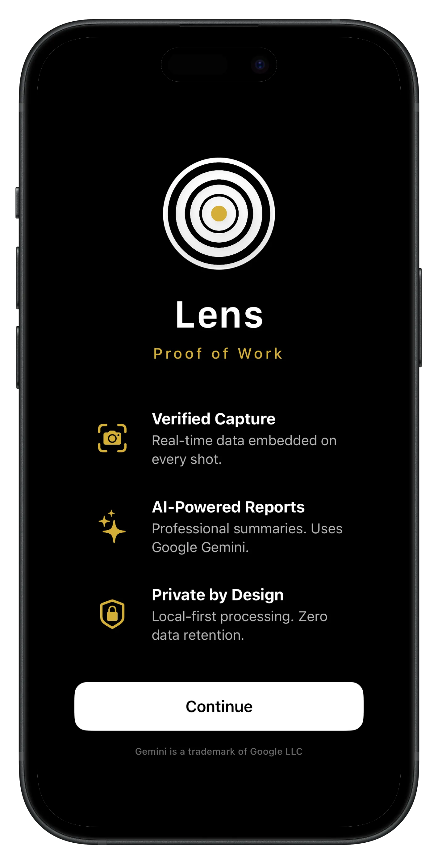 Lens App Welcome Screen