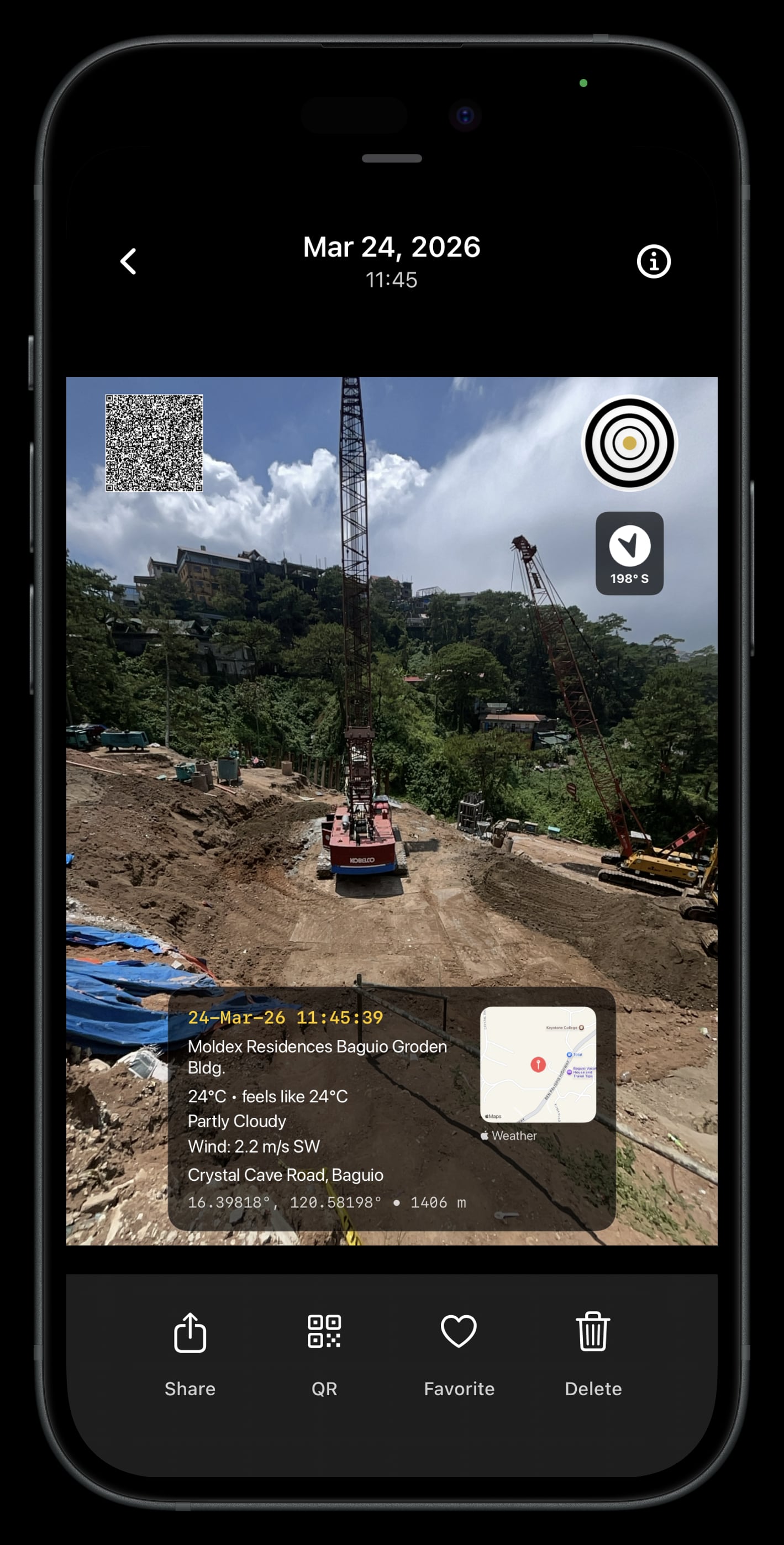 Lens capture with QR and sharing options on the review screen