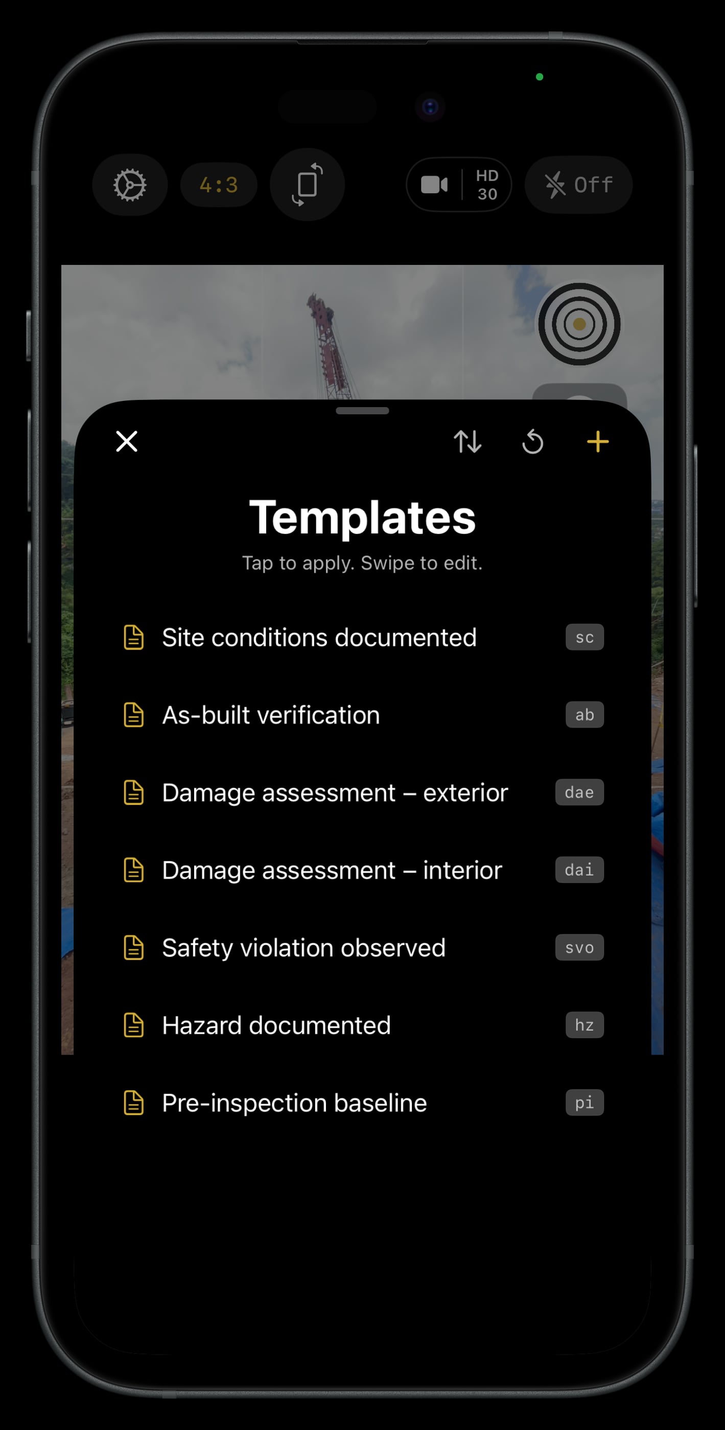 Lens templates list for site documentation workflows