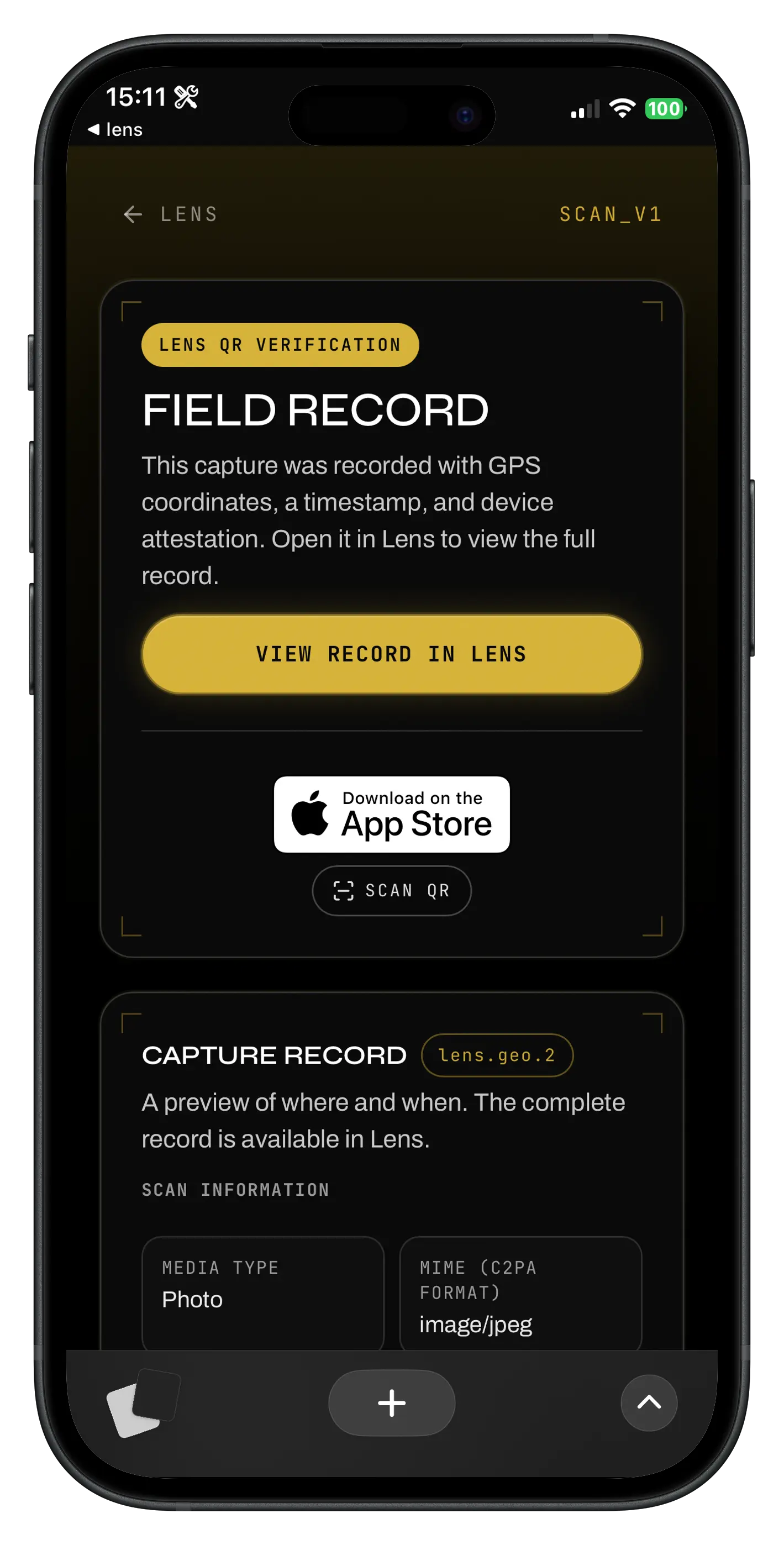 Lens App QR verification